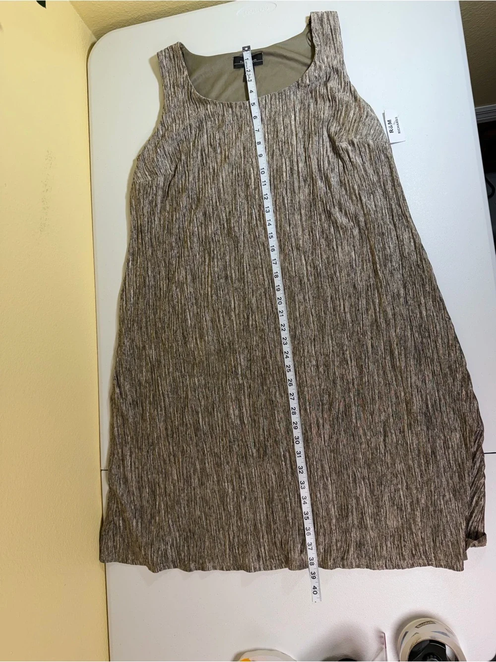 R&M Richards Women’s 14W Textured Sleeveless Swing Dress Taupe Beige NWT - Picture 6 of 11